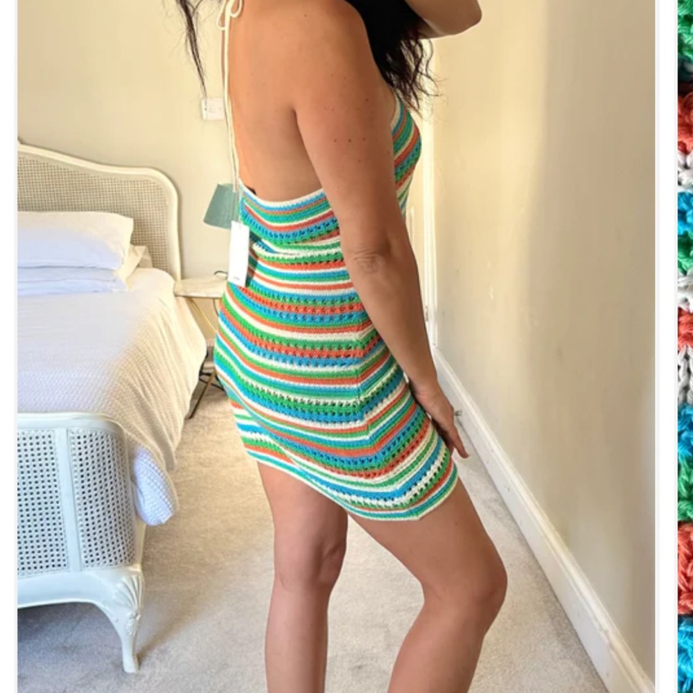 Mango Multicolor Striped Crochet Dress - Picture 5 of 10